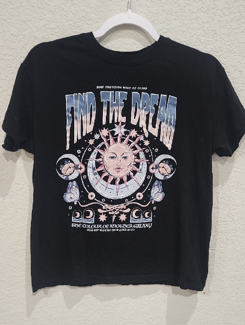 Pull&Bear Black Moon Stars Dream Graphic Tee Boho Fairy 100% Cotton Tarot Indie - Picture 3 of 8